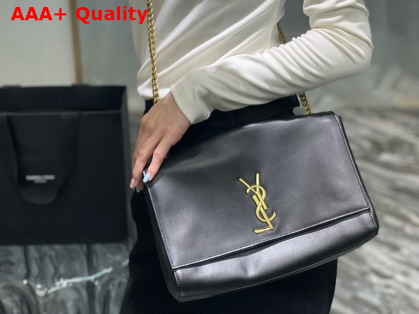 Saint Laurent Kate Medium Reversible Chain Bag in Black Suede and Smooth Leather Replica