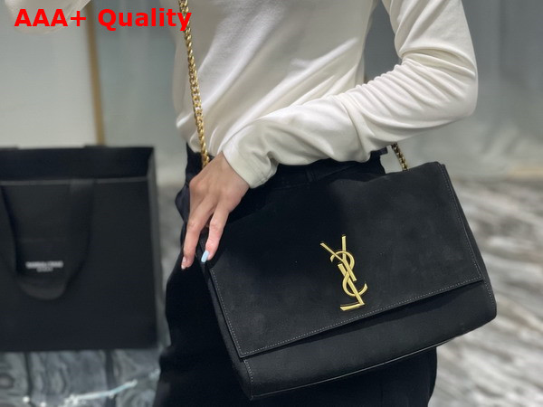 Saint Laurent Kate Medium Reversible Chain Bag in Black Suede and Smooth Leather Replica