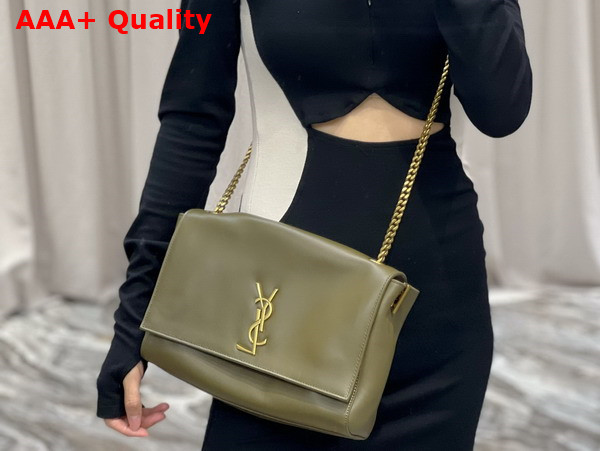 Saint Laurent Kate Medium Reversible Chain Bag in Khaki Suede and Smooth Leather Replica