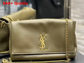 Saint Laurent Kate Medium Reversible Chain Bag in Khaki Suede and Smooth Leather Replica