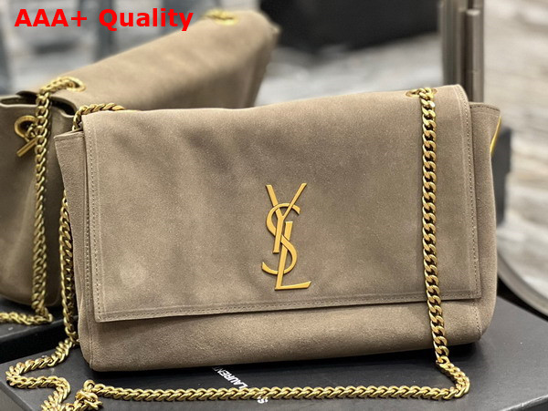 Saint Laurent Kate Medium Reversible Chain Bag in Khaki Suede and Smooth Leather Replica