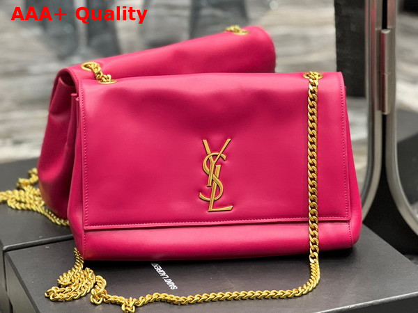 Saint Laurent Kate Medium Reversible Chain Bag in Lipstick Fuchsia Suede and Smooth Leather Replica