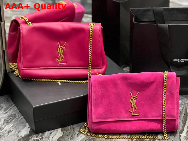 Saint Laurent Kate Medium Reversible Chain Bag in Lipstick Fuchsia Suede and Smooth Leather Replica