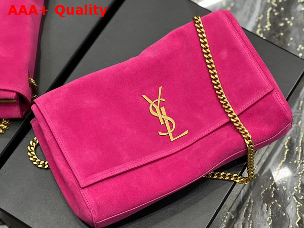 Saint Laurent Kate Medium Reversible Chain Bag in Lipstick Fuchsia Suede and Smooth Leather Replica