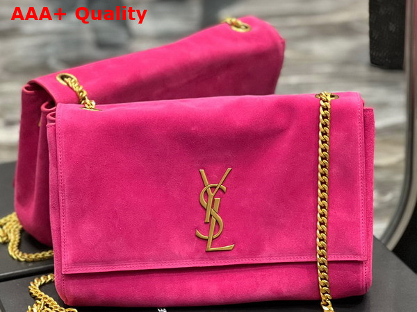 Saint Laurent Kate Medium Reversible Chain Bag in Lipstick Fuchsia Suede and Smooth Leather Replica