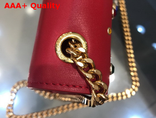 Saint Laurent Kate Medium in Red Leather and Multicolor Charms Replica