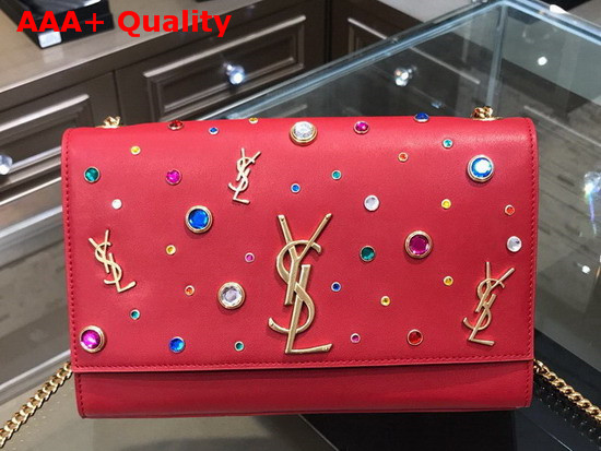 Saint Laurent Kate Medium in Red Leather and Multicolor Charms Replica