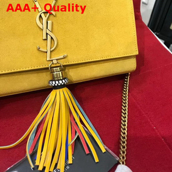 Saint Laurent Kate Medium in Yellow Suede Leather Replica