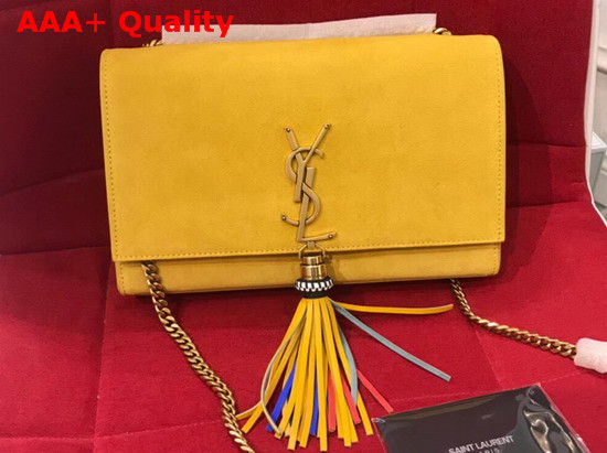 Saint Laurent Kate Medium in Yellow Suede Leather Replica