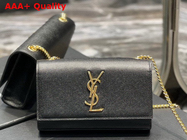 Saint Laurent Kate Small Chain Bag in Black Grain Leather with Gold Hardware Replica