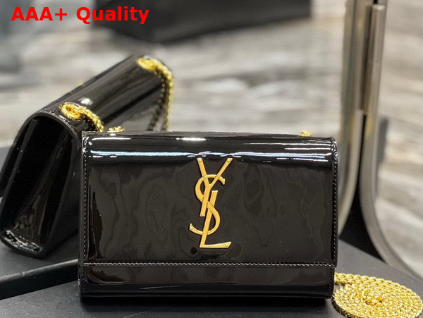 Saint Laurent Kate Small Chain Bag in Black Patent Leather Replica