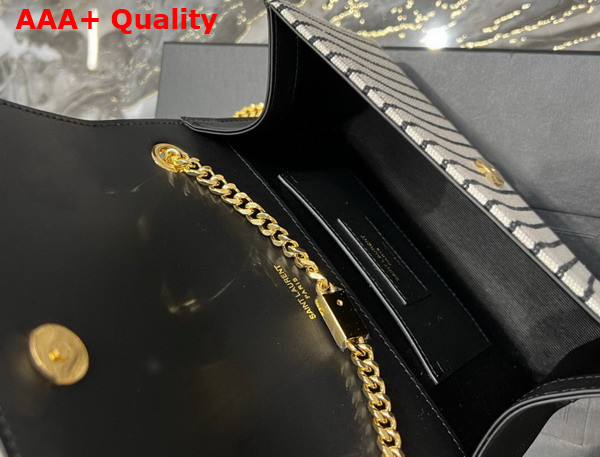 Saint Laurent Kate Small Chain Bag in Canvas and Smooth Leather Cream Et Noir Replica