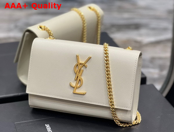 Saint Laurent Kate Small Chain Bag in Grain de Poudre Embossed Leather Blanc Vintage Replica