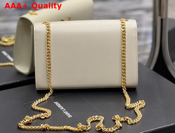 Saint Laurent Kate Small Chain Bag in Grain de Poudre Embossed Leather Blanc Vintage Replica