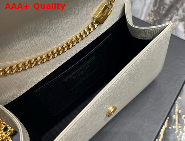 Saint Laurent Kate Small Chain Bag in Grain de Poudre Embossed Leather Blanc Vintage Replica