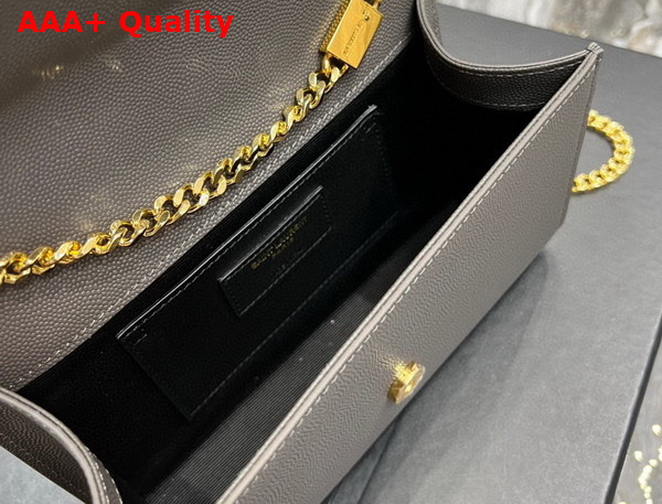 Saint Laurent Kate Small Chain Bag in Grain de Poudre Embossed Leather Storm Replica