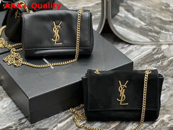 Saint Laurent Kate Small Reversible Chain Bag in Black Suede and Smooth Leather Replica