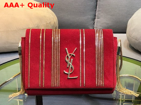 Saint Laurent Kate Small in Suede with Chains Red Replica