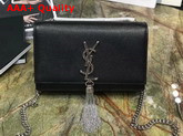 Saint Laurent Kate Tassel Chain Wallet in Black Textured Leather Replica