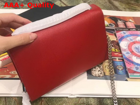 Saint Laurent Kate Tassel Chain Wallet in Red Textured Leather Replica