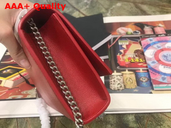 Saint Laurent Kate Tassel Chain Wallet in Red Textured Leather Replica