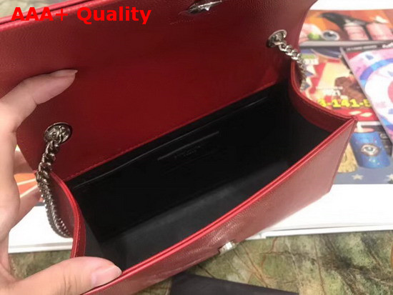 Saint Laurent Kate Tassel Chain Wallet in Red Textured Leather Replica