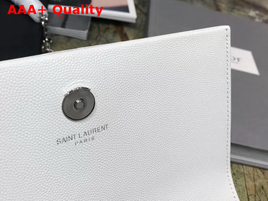 Saint Laurent Kate Tassel Chain Wallet in White Textured Leather Replica