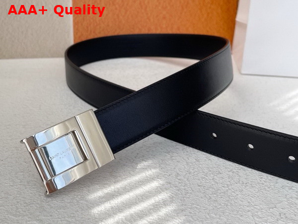 Saint Laurent La 76 Buckle Belt in Black Smooth Leather Replica