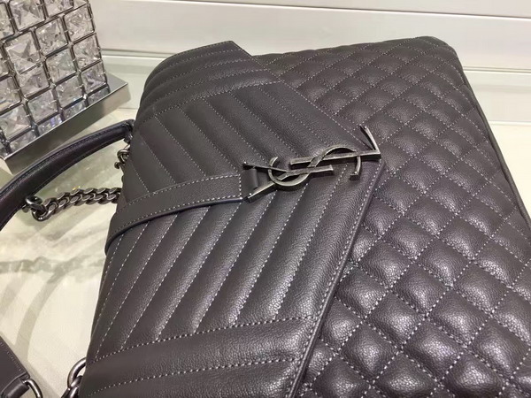 Saint Laurent Large College Bag in Anthracite Mixed Matelasse Leather for Sale