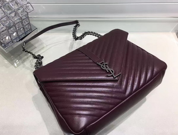 Saint Laurent Large College Bag in Bordeaux Matelasse Leather For Sale