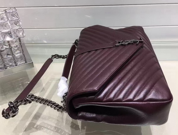 Saint Laurent Large College Bag in Bordeaux Matelasse Leather For Sale