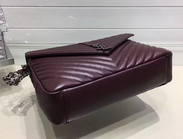 Saint Laurent Large College Bag in Bordeaux Matelasse Leather For Sale