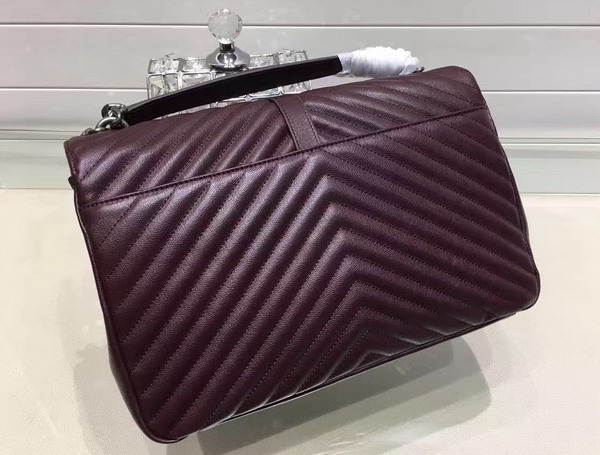 Saint Laurent Large College Bag in Bordeaux Matelasse Leather For Sale