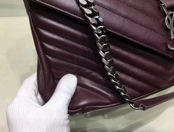 Saint Laurent Large College Bag in Bordeaux Matelasse Leather For Sale