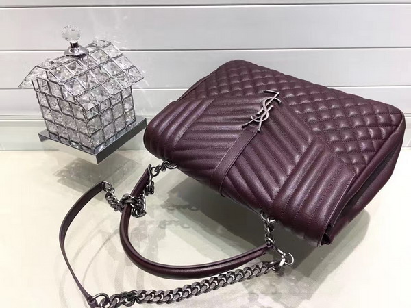 Saint Laurent Large College Bag in Bordeaux Mixed Matelasse Leather for Sale