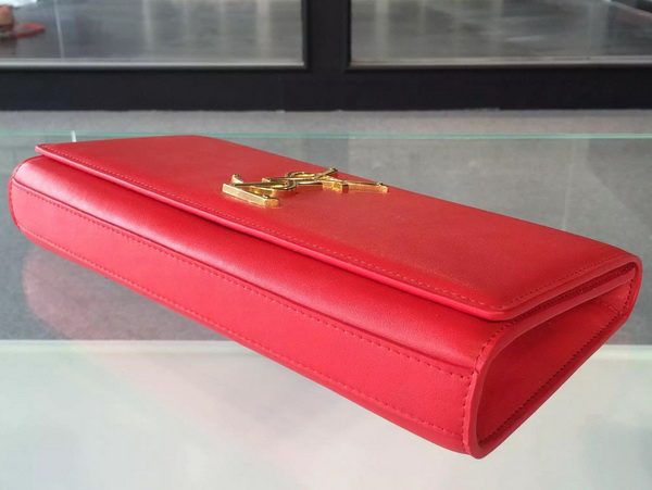 Saint Laurent Large Monogram Saint Laurent Clutch Red Gold YSL Buckle for Sale