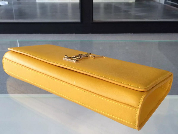 Saint Laurent Large Monogram Saint Laurent Clutch Yellow Gold YSL Buckle for Sale