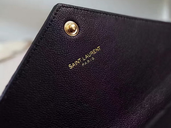 Saint Laurent Large Monogram Saint Laurent Flap Wallet in Black Mix Matelasse Leather For Sale