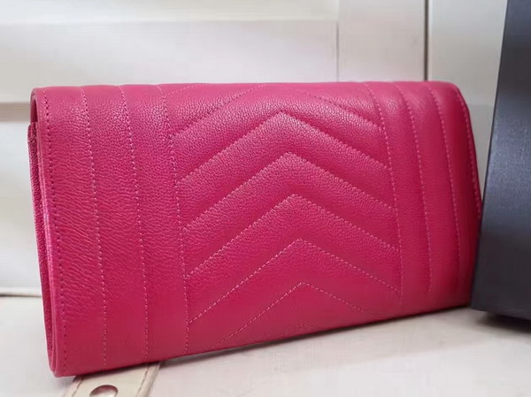 Saint Laurent Large Monogram Saint Laurent Flap Wallet in Hot Pink Mix Matelasse Leather For Sale