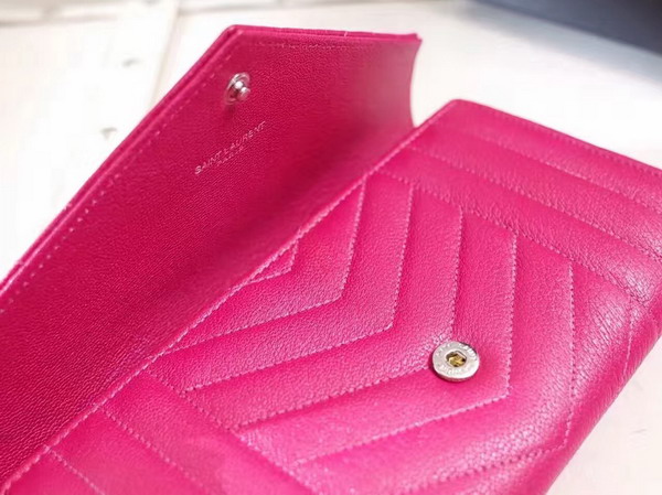 Saint Laurent Large Monogram Saint Laurent Flap Wallet in Hot Pink Mix Matelasse Leather For Sale