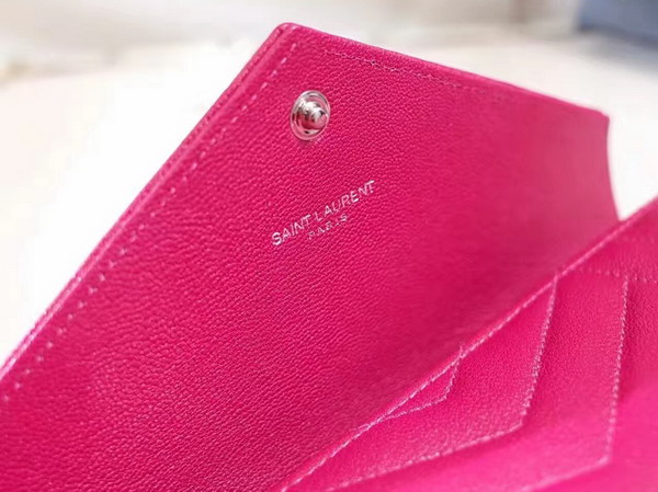 Saint Laurent Large Monogram Saint Laurent Flap Wallet in Hot Pink Mix Matelasse Leather For Sale