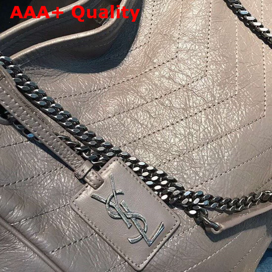 Saint Laurent Large Niki Shopping Bag in Light Taupe Grinkled and Quilted Leather Replica