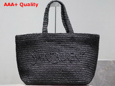 Saint Laurent Large Rive Gauche Tote in Black Raffia Replica