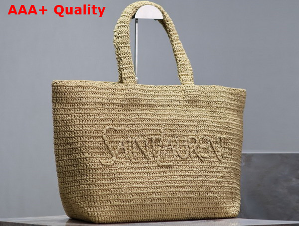 Saint Laurent Large Rive Gauche Tote in Naturel Raffia Replica