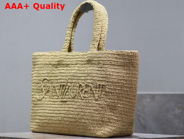 Saint Laurent Large Rive Gauche Tote in Naturel Raffia Replica