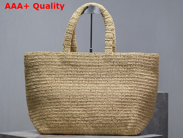 Saint Laurent Large Rive Gauche Tote in Naturel Raffia Replica