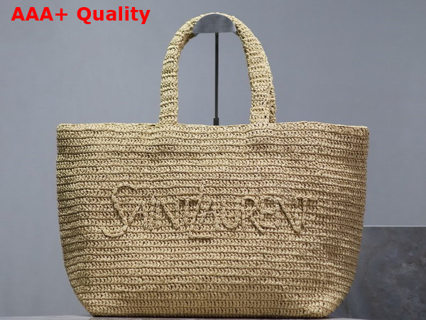 Saint Laurent Large Rive Gauche Tote in Naturel Raffia Replica