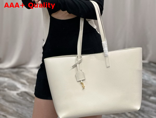 Saint Laurent Large Shopping Tote in Blanc Vintage Saint Laurent Leather Replica