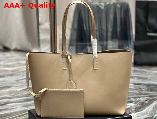 Saint Laurent Large Shopping Tote in Dark Beige Saint Laurent Leather Replica