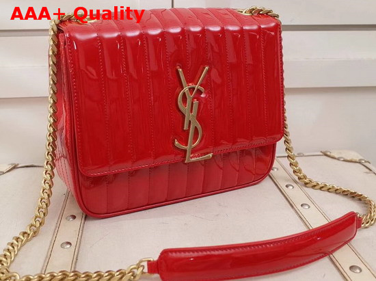 Saint Laurent Large Vicky Bag in Red Patent Leather Replica